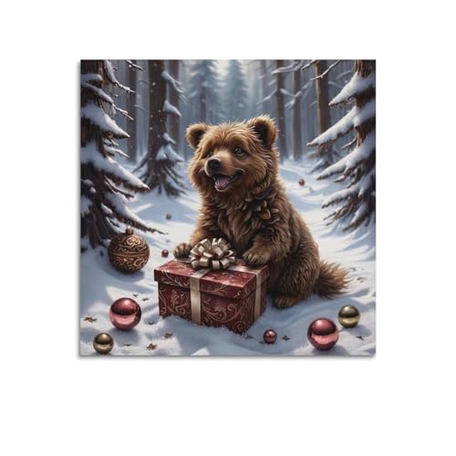 Ours brun dans la neige poster sur toile pour salon scandinave