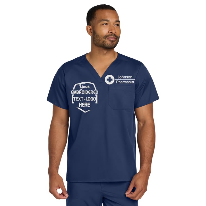 Custom Embroidered Men's V-Neck Scrub Top – Add Your Name, Logo & Design