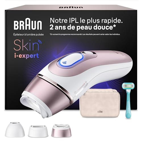 Braun Epilateur Lumiere Pulsee Smart Skin i·expert, Alternative Au Laser à Domicile, Réduction Semi-Définitive Des Poils, Avec Application, Pochette,...