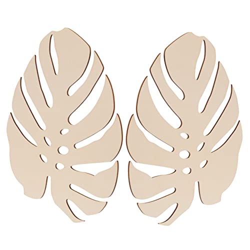 Housoutil 2 pcs Wooden Monstera unpainted Leaf Shaped Wooden Cutouts Unfinished Blank Leaf Shaped Cutouts Palm Leaves Decor Wood Decor Miniature Wood Cutout DIY Project Decoration Plant