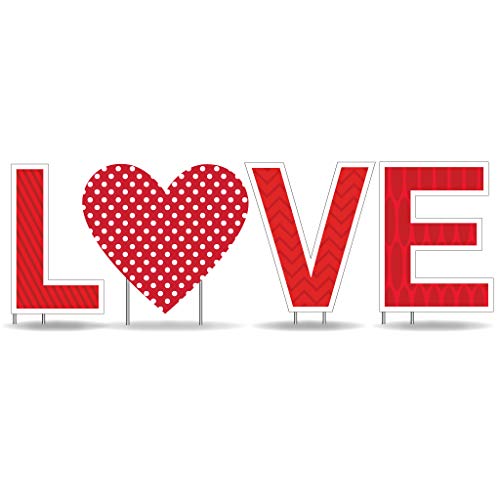 VictoryStore 12749 Deko-Buchstaben zum Valentinstag, 60 cm hoch, 4 Stück, inklusive Metallpfähle Cover