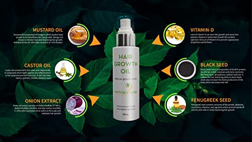 Rapture’s Herbs Natural Hair Growth Oil With Biotin | Vitamin D | Organic Castor Oil | Fenugreek And Onion Oil With Easy To Use Spray Nozzle | Hair Oil For Dry Damaged Hair And Growth 2 Oz (60 Ml) #TOP1