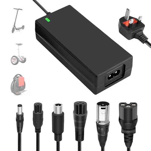 Electric Scooter Charger, 42V 2A Hoverboard Mobility Scooter Charger, Electric Bike Chargers with 6 Connections, e Scooter Chargers for Balance/Hoverboard/Mobility Scooter