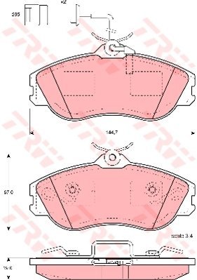 Image of TRW GDB816 Brake Pad Set of 4 Compatible for Audi Quattro (85) 1980-1991 Front Axle and Other Vehicles
