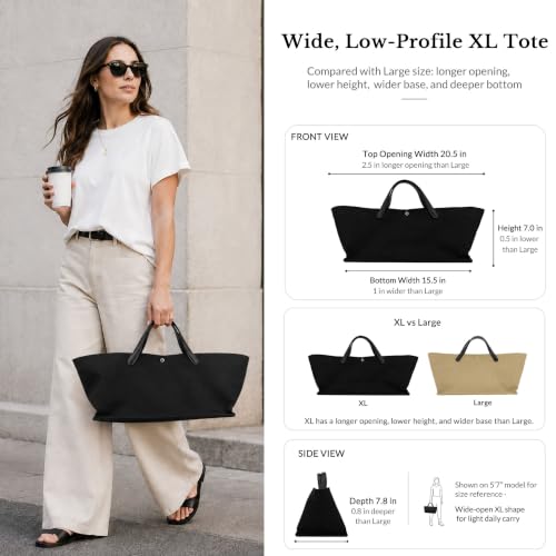 Image of M-ioi-M 2Pcs Set, Large /XL Tote Bag with Pouch for Women, Canvas or Genuine Leather Crossbody Shoulder Bag, Top Handle Purse
