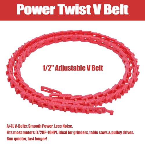 Image of 5FT Power Twist V Belt 1 /2-Inch x 5 Feet A Type, Adjustable Link Drive V-Belt Perfect for Wood Lathes, Table Saws, Bandsaws,Benchtop Drill Press and Agricultural Machinery Repairs