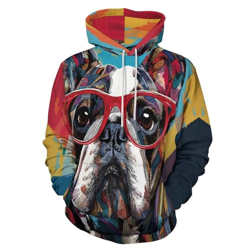 Sweat à capuche imprimé en 3D motif bouledogue français idéal pour vos sorties décontractées