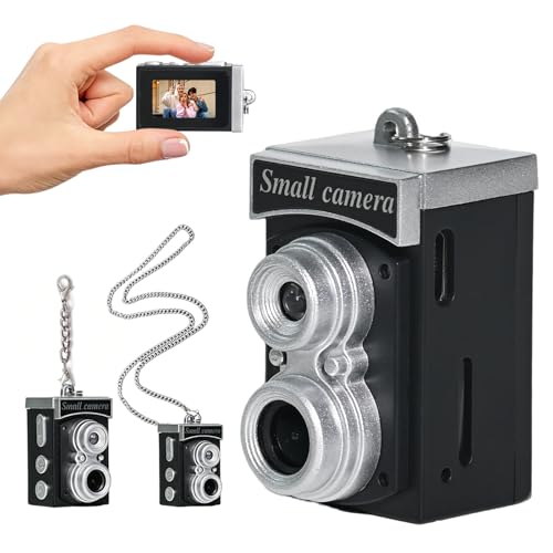 biyizor Mini Vintage Keychain Digital Camera - Pocket-Size Mini Camera with 1.14" HD Display, Ultra-Portable Tiny Camera for Travel, Party and Vlog, with 64GB Card