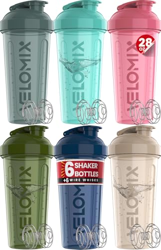 -6 PACK- 28 OZ Protein Shaker Bottles for Protein Mixes, Shaker Cups for Protein Shakes, Small Shaker Bottle Pack, Shaker Cup, Shakers for protein Shakes (Most Popular)