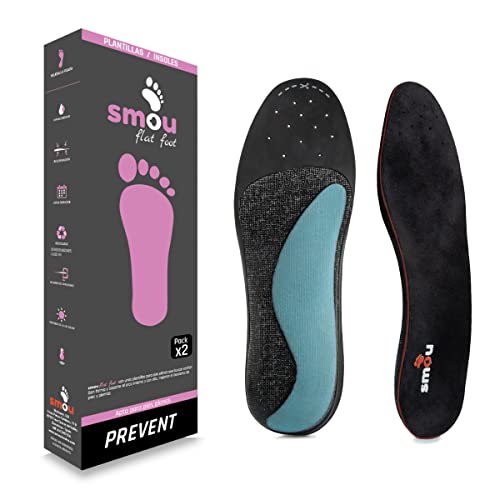 SMOU FLAT Plantillas para Pies Planos Mujer y Hombre | Plantillas Ortopédicas Gel y Memory Foam | Soporte del Arco interno | Gran amortiguación | Descanso de pies y Piernas (39-40 EU)