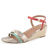 Aerosoles Women's Witt Wedge Sandal, Mint/Coral/Roccia Embossed Snake Print Faux Leather, 9W