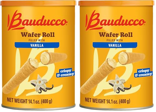 Image of Bauducco Wafer Rolls, Crispy Vanilla Wafer Rolls Filled with Creamy Vanilla, 14.1 oz (Pack of 2)