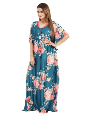Image of Kaftan Printed Cotton Maxi Dress /Nighty /Nightdress for Ladies /Girls /Women | Free Size