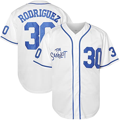 Benny 'The Jet' Rodriguez 30 The Sandlot Bel Air Short Sleeve Squints Yeah-Yeah Baseball Jersey
