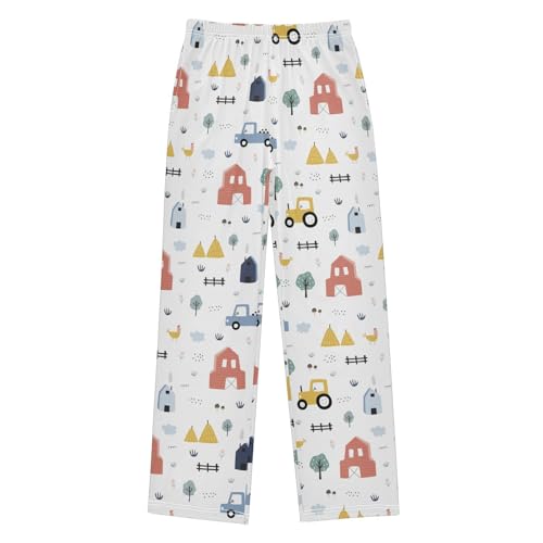 ZZXXB Tractor and Truck Boys Long Pants Soft Trousers Elastic Waist Kids Lounge Bottoms with Pockets S-XL