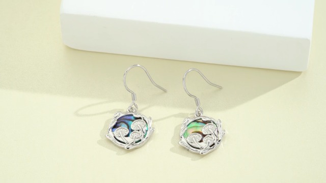 Boucles D'Oreilles Champignon Argent Sterling 925 - Cadeau Femme Fleur Pressée
