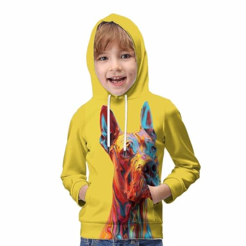 Sweat à capuche lévrier avec imprimé 3D chiot cool pour ado - 5