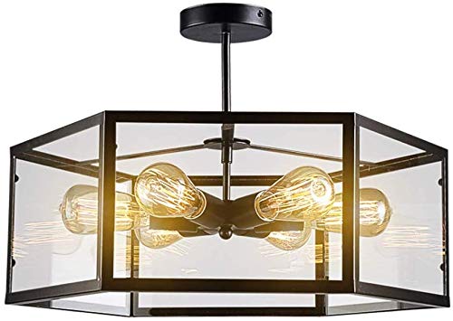 Chandelier industriel E27 suspension vintage 6 lumières plafonnier rétro loft restaurant