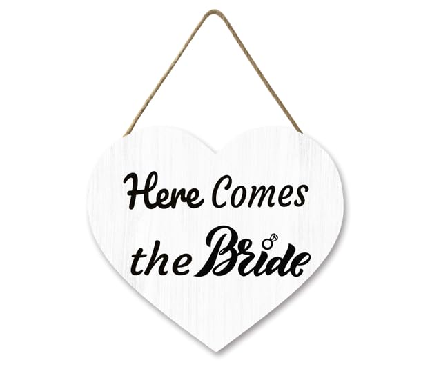 Cartello In Legno Here Comes The Bride – Decorazione Murale Rustica Per Matrimonio, 30x15 Cm