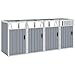 Tidyard Mülltonnenbox für 4 Mülltonnen Witterungsbeständig Mülltonnenverkleidung Müllcontainer Müllbox Gerätebox Grau 286×81×121 cm Stahl