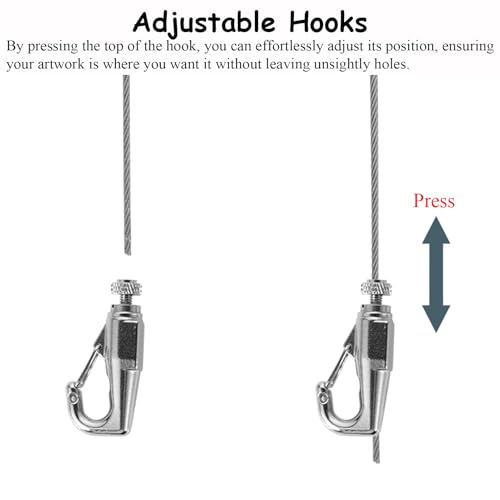 Image of Picture Rail Hanging System - Adjustable 1.6ft to 9.8ft Clear String for Art Display, Upgraded Picture Frame & Mirror Hanging Kit, Versatile Wall Mount Hardware