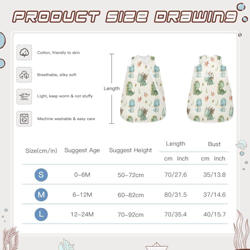 Image of Kigai Baby Sleep Sack Cute Dragon Unisex Wearable Blanket Sleeping Bag Soft Swaddle Transition with 2-Way Zipper