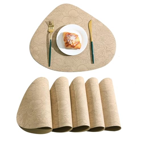 1 Mantel Individual Irregular de Doble Cara, Impermeable y Antideslizante para Cocinas(Beige)