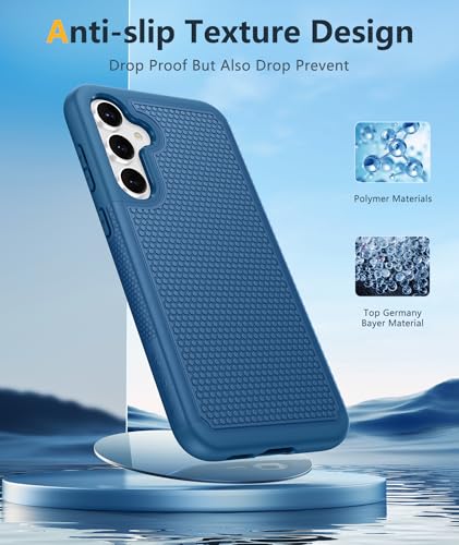 Image of FNTCASE for Samsung Galaxy S23-FE Case: Dual Layer Protective Heavy Duty Cell Phone Cover Rugged Full Body Drop Protection Military Grade Shockproof Phone Case (Blue Navy)