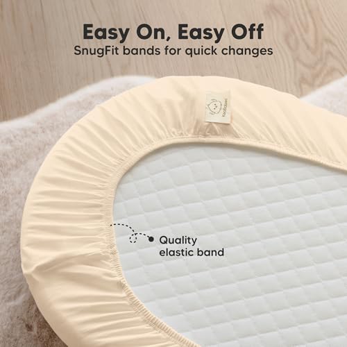 Image of 2pk Waterproof Bassinet Sheets Girls, Boys 33x17 Universal Fit (Pecan) | Cotton, Bassinet Mattress Pad Protector Cover, Compatible with Graco,Baby Delight,Chicco,Halo Bassinest Swivel Sleeper Fitted