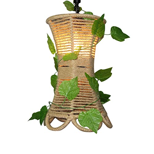 ZVALIEVYE Lámpara Colgante de Estilo Rural Gyuann, Luces Colgantes con Decoración de Cuerda de Cáñamo, Luces Colgantes Nostálgicas con Forma de Jaula de Metal, Lámpara de Techo con Linterna Creativa Y