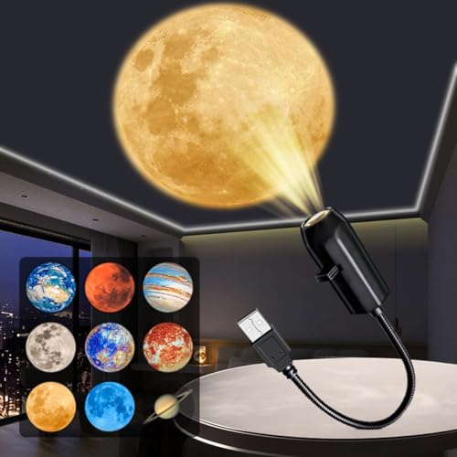 Planet Moon Projector Shooting Romantic LED Small Night Light Bedroom Atmosphere Projection DecorationStar Ceiling Sky Light (Planet Series)