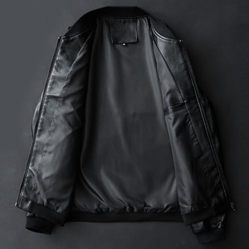 Blouson bomber noir en polyuréthane synthétique avec fermeture éclair intégrale