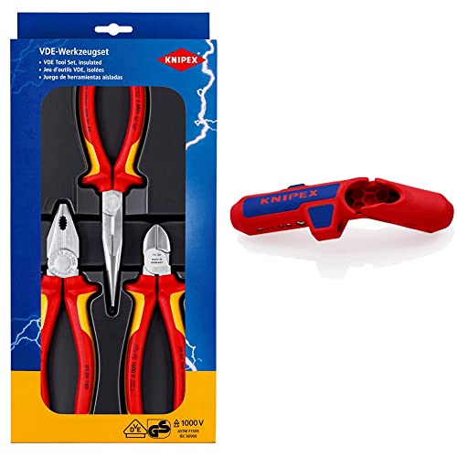 KNIPEX Elektro-Paket 00 20 12 (SB-Karte/Blister) & ErgoStrip Universal-Abmantelungswerkzeug (135 mm) 16 95 01 SB
