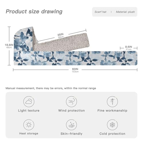 AIXIWAWA Hooded Scarf Watercolor Floral Print with Gloves Pocket, Soft Plush Warm Winter scarf Hat for Women4