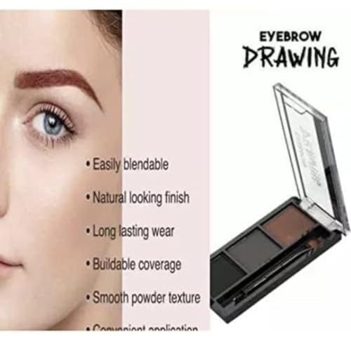 Matt Look Perfect Trio Shade Brow Powder, Eyebrow Drawing Palette with 1 Brush, Ultimate Brow Kit, Eyebrow Filler, Non-Transfer Smudge proof Eyebrow Palette(Dark Grey, Cloudy... - Image 3
