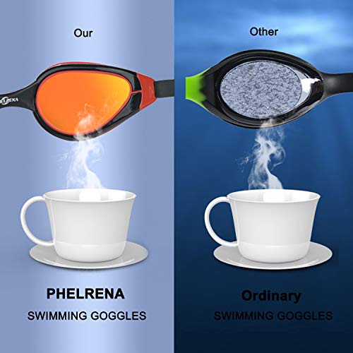 Image of PHELRENA Swim Goggles, 2019 Electroplated Swimming Goggles, Anti Fog,No Leaking,UV Protection,Shatter-Proof, Clear Wide Vision Triathlon Swim Goggles for Women Men Adult with Free Nose Clip Ear Plugs
