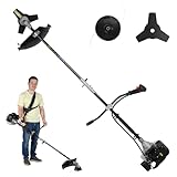Rasentrimmer und Motorsense, 2-in-1, Motor 52 cc, 2-Takt, luftgekühlt, 1,3 kW, 7000 U/min, Rasentrimmer mit abnehmbarer Welle mit Klinge, Fadenkopf, Geschirr, leichtes Gartenwerkzeug für Schwarz
