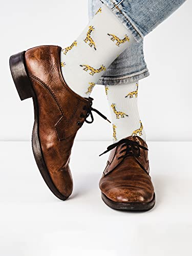 KONY Men's Cotton Dress Crew Socks 4 Pack - Fun Colorful Striped Business Socks Gift for Men, Size 9-12