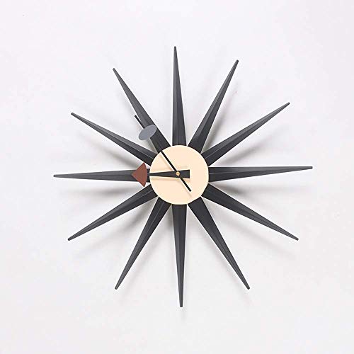 Horloge murale en métal design tige bois pour salle à manger