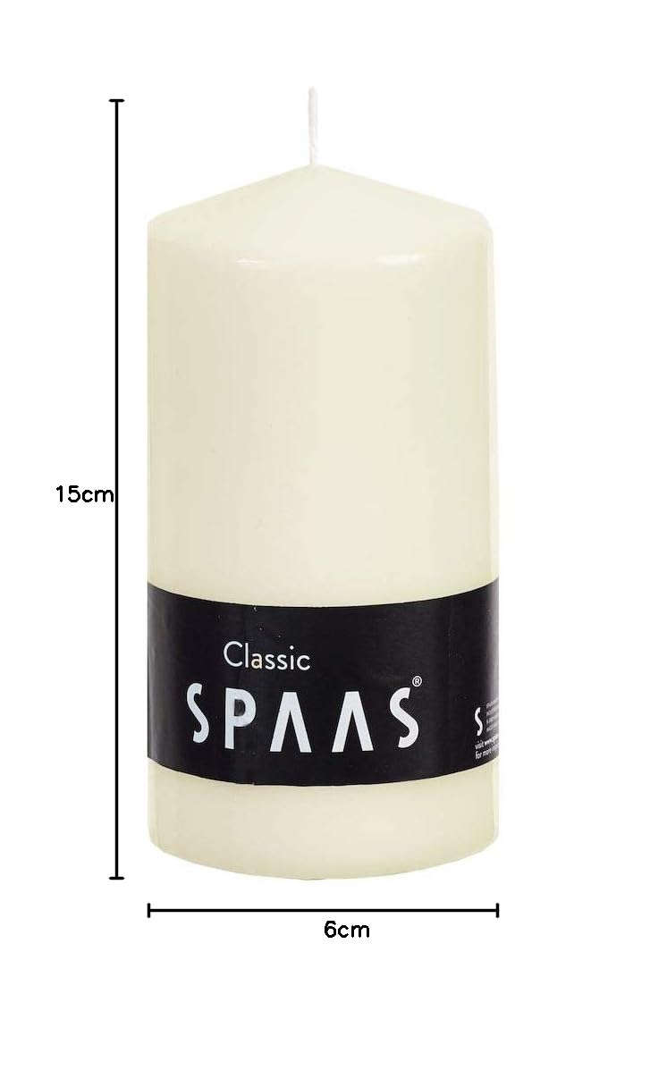 Spaas 12 Unscented Pillar Candles 60/150 mm, 45 Hours, Ivory