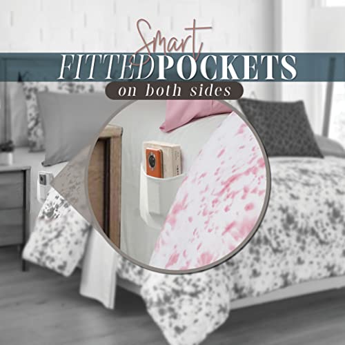 Image of Elegant Comfort Reversible 10-Piece Comforter Set, Tie-Dye Print, Decorative Pillow and Fitted Sheet with Smart Pockets, Soft, Plush, Lightweight Material, 10pc Tie-Dye Set, Twin, Light Pink
