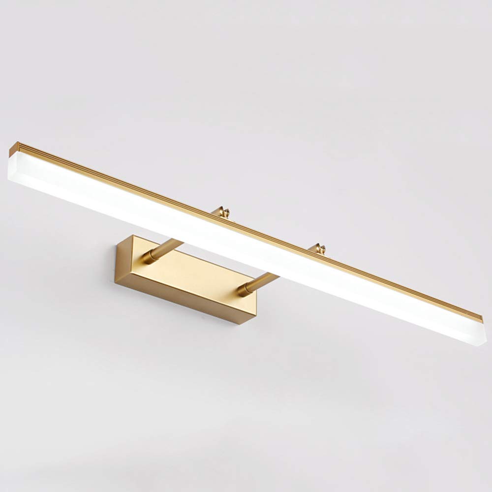 Strecken,Rechteck Spiegellampe Golden LED Spiegelleuchte 180 ° Drehung Spiegel Frontlicht Wasserdicht Beschlagfrei Badezimmer Toilette Schminktisch Beleuchtung,Warmweiß L60CM 14W,40cm warm white