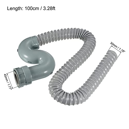 Tubo de drenaje flexible expandible para fregadero MECCANIXITY, 100 cm, color gris, paquete de 1 unidad miniatura 2