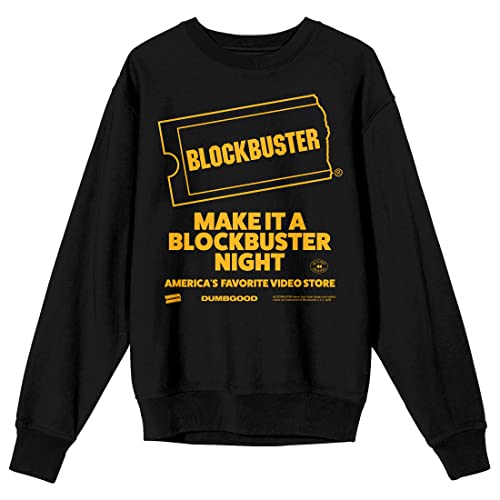 Blockbuster Make It a Blockbuster Night Adult Black Crew Neck Sweatshirt