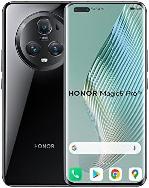 Honor Magic5 Pro 5G 512GB ROM 12GB RAM Smartphone 6.81" 120Hz Quad-Curved HDR Display, 50MP AI Triple Camera, Huge Dual SIM, Android 13 Global EU/UK Model PGT-N19 Mobile Cell Phone (Black)