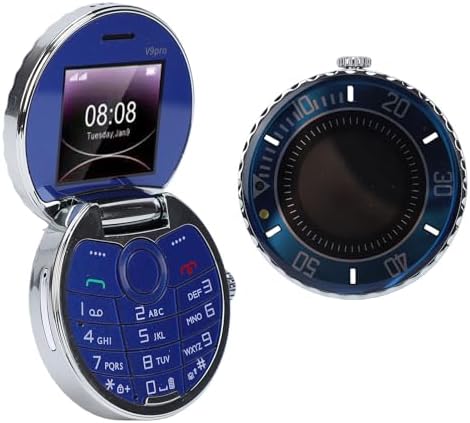 ASHATA Flip Cell Phone for Seniors, 2G Simple Flip Phone Big Buttons with Vintage Watch Design, High Volume Speaker Dual Card Dual Standby MP3 FM, 1200mAh (Blue) — view 4