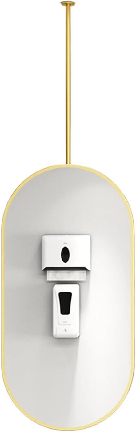 Oval Ceiling Mirror, Hanging Bathroom Vanity Mirror Wall Mirror Metal Frame, Suitable for Home Or Hotel Modern Decoration,Gold-70