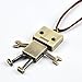 Jane Stone Vintage Lovely Robot Pendant Long Leather Chain Statement Necklace Unisex Personalized Unique Jewelry Gift(Fn1803)
