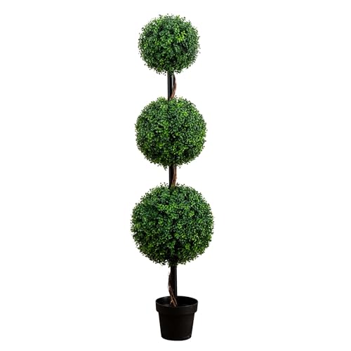 Image of Nearly Natural 5ft. Artificial Triple Ball Boxwood Topiary Tree (Indoor /Outdoor)