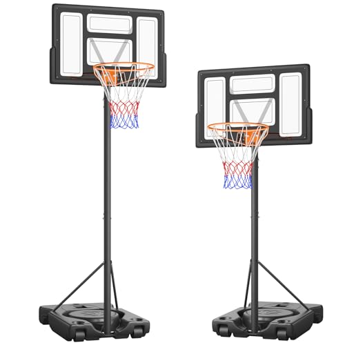 YOLEO Basketballkorb f&uuml;r Kinder, 1,1 bis 2,1 Meter h&ouml;henverstellbar Basketballst&auml;nder Korbanlage beweglich Outdoor und Haus Basketball-St&auml;nder bis 12 Jahre Schwarz